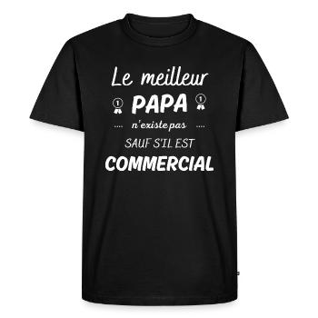 le meilleur papa n existe pas sauf si commercial - T-shirt Premium bio Homme - noir - Devant - Nico (187cm)