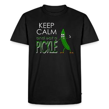Keep calm and eat a pickle - Manger du concombre - T-shirt Premium bio Homme - noir - Devant - Nico (187cm)