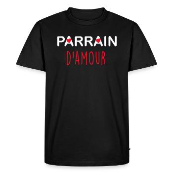 Mon Parrain D'amour le Meilleur - T-shirt Premium bio Homme - noir - Devant - Nico (187cm)