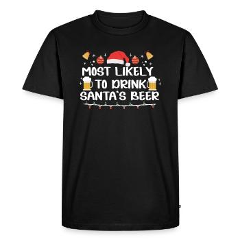 La bière de Noël la plus susceptible de boire la bière du Père Noël - T-shirt Premium bio Homme - noir - Devant - Nico (187cm)