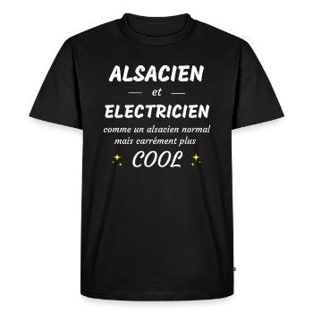 alsacien et electricien alsacien plus cool - T-shirt Premium bio Homme - noir - Devant - Nico (187cm)