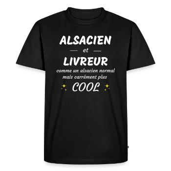 alsacien et livreur alsacien plus cool - T-shirt Premium bio Homme - noir - Devant - Nico (187cm)