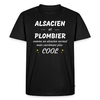 alsacien et plombier alsacien plus cool - T-shirt Premium bio Homme - noir - Devant - Nico (187cm)