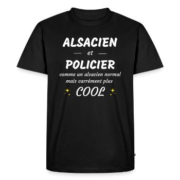 alsacien et policier alsacien plus cool - T-shirt Premium bio Homme - noir - Devant - Nico (187cm)