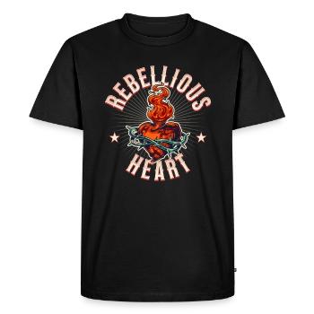 Rockabilly Rebellious Heart - Music Retro Vintage - Men's Premium Organic T-Shirt - black - Front - Nico (187cm)