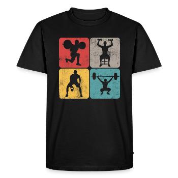 Squat Haltère long Haltère Fitness Gym - T-shirt Premium bio Homme - noir - Devant - Nico (187cm)