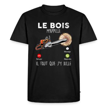 Le Bois Cadeau Bûcheron homme et Femme - T-shirt Premium bio Homme - noir - Devant - Nico (187cm)
