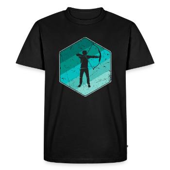 Tir à l’arc Flèche Vintage Archer - T-shirt Premium bio Homme - noir - Devant - Nico (187cm)