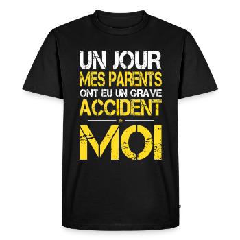 Mes Parents ont eu Grave Accident - Moi - Humour - T-shirt Premium bio Homme - noir - Devant - Nico (187cm)