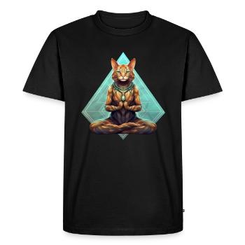 Cat Yoga - Men's Premium Organic T-Shirt - black - Front - Nico (187cm)