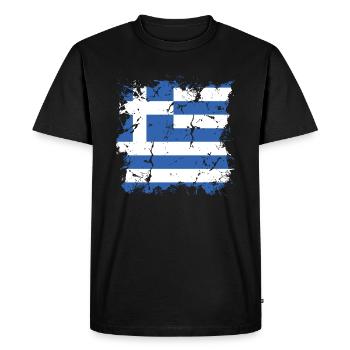 Grèce Drapeau Hellas Athènes Drapeau grec - T-shirt Premium bio Homme - noir - Devant - Nico (187cm)