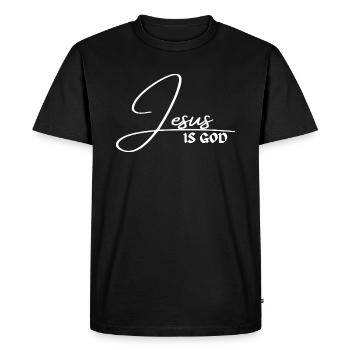 Jesus is God - Christian - Men's Premium Organic T-Shirt - black - Front - Nico (187cm)