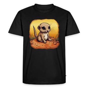 Suricate Bébé Mangouste Afrique Coucher de soleil - T-shirt Premium bio Homme - noir - Devant - Nico (187cm)