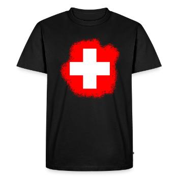 Drapeau de la Suisse Vintage Cross Used Look Suisse - T-shirt Premium bio Homme - noir - Devant - Nico (187cm)
