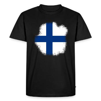 Finland Flag Suomi Finnish Flag Used Look - Men's Premium Organic T-Shirt - black - Front - Nico (187cm)