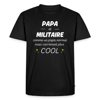 papa et militaire papa plus cool - T-shirt Premium bio Homme - noir - Devant - Nico (187cm)