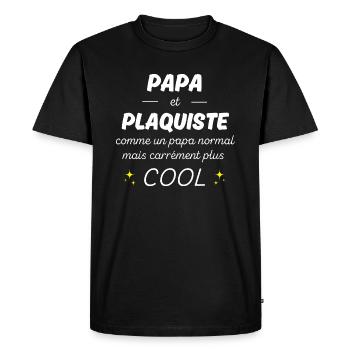 papa et plaquiste papa plus cool - T-shirt Premium bio Homme - noir - Devant - Nico (187cm)