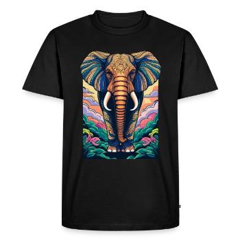 Elephant Pop Art - Men's Premium Organic T-Shirt - black - Front - Nico (187cm)