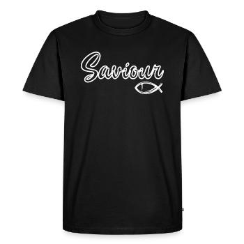 Sauveur – Christian - T-shirt Premium bio Homme - noir - Devant - Nico (187cm)