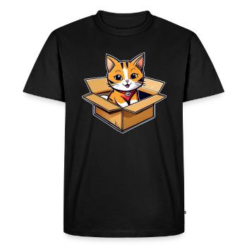 Chat mignon dans une boîte en carton - T-shirt Premium bio Homme - noir - Devant - Nico (187cm)