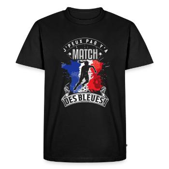 Les Bleues Footballeuse. Equipe de France féminine - T-shirt Premium bio Homme - noir - Devant - Nico (187cm)
