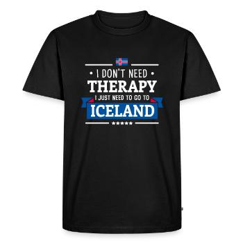 THÉRAPIE ISLANDE REYKJAVIK VOYAGE CADEAU ISLANDE - T-shirt Premium bio Homme - noir - Devant - Nico (187cm)