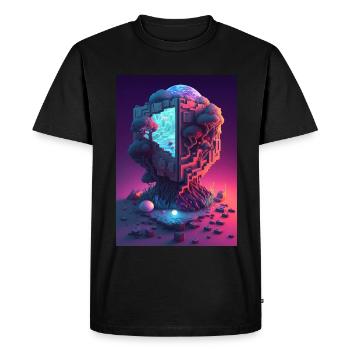 Voxel Vaporwave Neon Futuriste Fantasy Gaming - T-shirt Premium bio Homme - noir - Devant - Nico (187cm)
