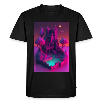 Voxel Vaporwave Neon Futuriste Fantasy Gaming - T-shirt Premium bio Homme - noir - Devant - Nico (187cm)