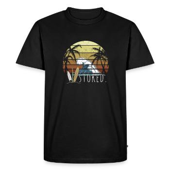 Stoked. Big Wave, Surfboards & Retro Sunset Surf - Men's Premium Organic T-Shirt - black - Front - Nico (187cm)