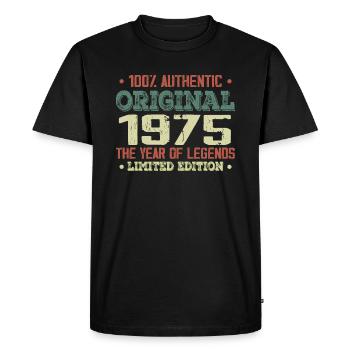 Légende Depuis 1975 Né en 1975 - 49e Anniversaire - T-shirt Premium bio Homme - noir - Devant - Nico (187cm)