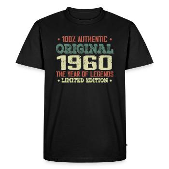 Légende Depuis 1960 Né en 1960 - 64e Anniversaire - T-shirt Premium bio Homme - noir - Devant - Nico (187cm)