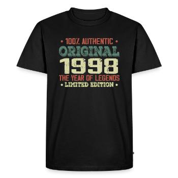 Légende Depuis 1998 Né en 1998 - 26e Anniversaire - T-shirt Premium bio Homme - noir - Devant - Nico (187cm)
