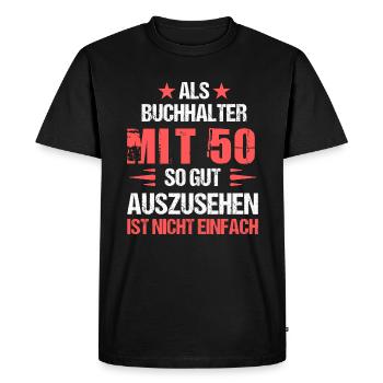 À 50 ans, beau comptable - T-shirt Premium bio Homme - noir - Devant - Nico (187cm)