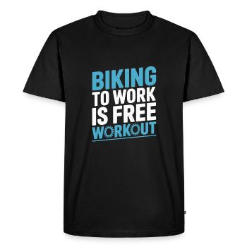 Se rendre au travail à vélo est un déplacement à vélo d’entraînement gratuit - T-shirt Premium bio Homme - noir - Devant - Nico (187cm)