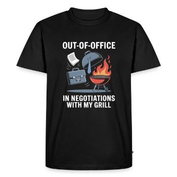 Out of Office In Negotiations with My Grill Labor - Men's Premium Organic T-Shirt - black - Front - Nico (187cm)