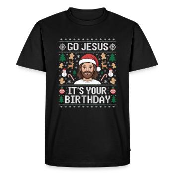 Go Jesus Its Your Birthday Christmas - Men's Premium Organic T-Shirt - black - Front - Nico (187cm)
