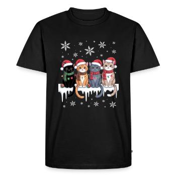 Cute Cat Reindeer Christmas - Men's Premium Organic T-Shirt - black - Front - Nico (187cm)