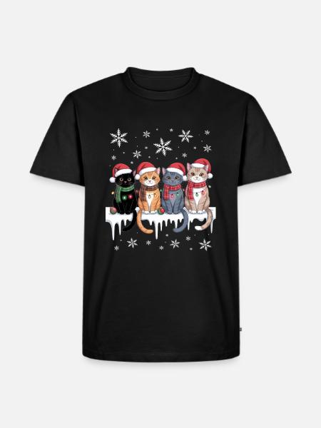 Chat mignon renne Noël - T-shirt Premium bio Homme - noir