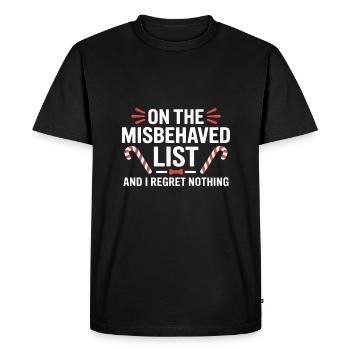 Sur la liste des personnes mal conduites et je ne regrette rien - T-shirt Premium bio Homme - noir - Devant - Nico (187cm)