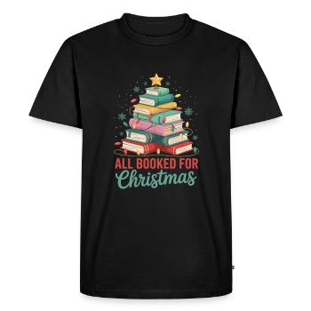 All Booked For Christmas Tree Bookworm Christmas - Men's Premium Organic T-Shirt - black - Front - Nico (187cm)