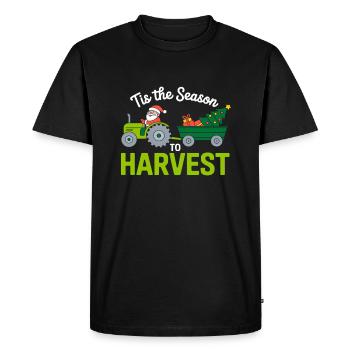 C’est la saison de la récolte du tracteur agricole de Noël - T-shirt Premium bio Homme - noir - Devant - Nico (187cm)