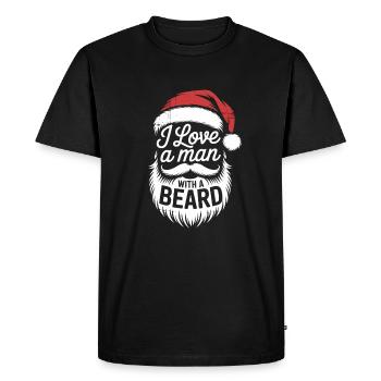 I Love A Man With A Beard Funny Christmas - Men's Premium Organic T-Shirt - black - Front - Nico (187cm)