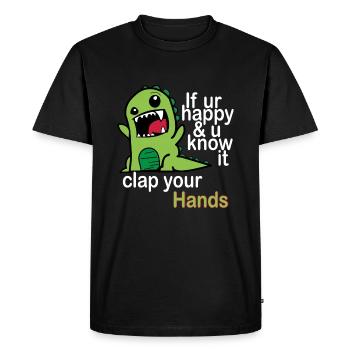 Si tu es heureux et tu sais, clap your Hands - T-shirt Premium bio Homme - noir - Devant - Nico (187cm)