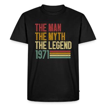 L'homme le mythe la légende 1971 - T-shirt Premium bio Homme - noir - Devant - Nico (187cm)