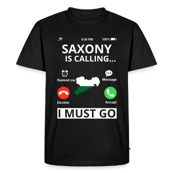 Drapeau de Saxe Drapeau saxon Ossi Holiday SN - T-shirt Premium bio Homme - noir - Devant - Nico (187cm)