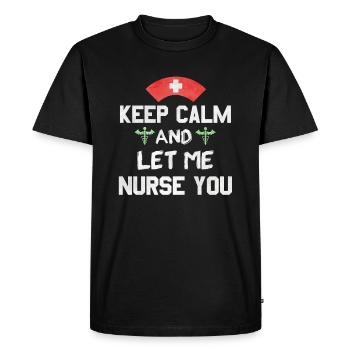 Keep Calm Nurse Gift - Men's Premium Organic T-Shirt - black - Front - Nico (187cm)