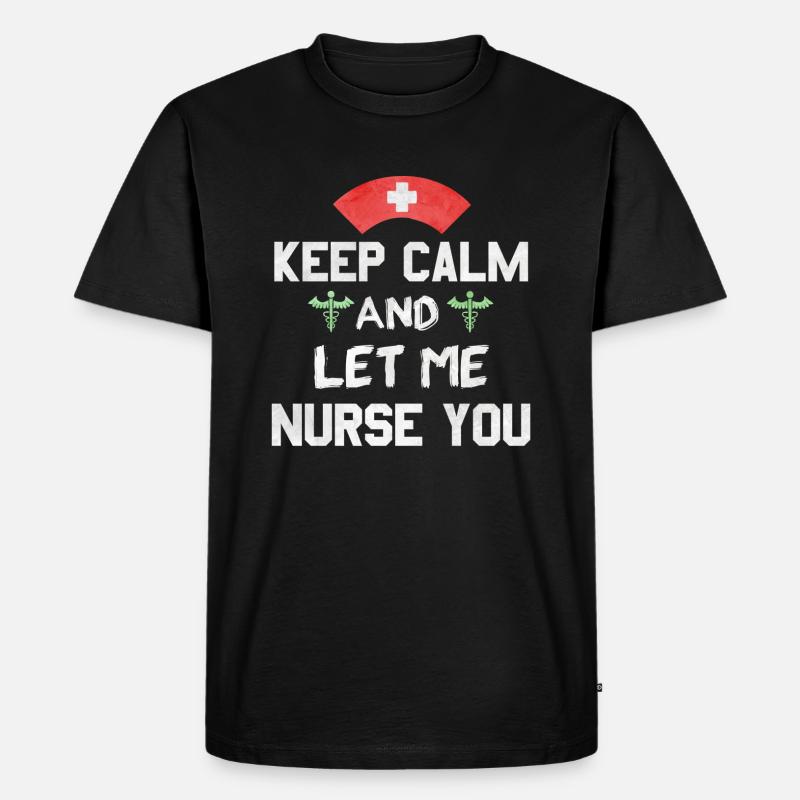 Keep Calm Krankenschwester Geschenk - Männer Premium Bio T-Shirt - Schwarz