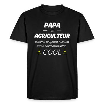 papa et agriculteur mais papa plus cool - T-shirt Premium bio Homme - noir - Devant - Nico (187cm)