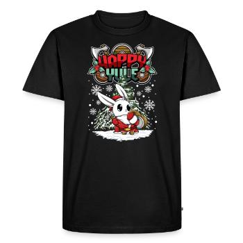 Happy Yule Viking Christmas Rabbit - Men's Premium Organic T-Shirt - black - Front - Nico (187cm)
