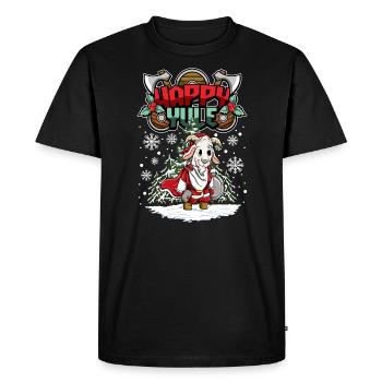 Happy Yule Viking Christmas Goat - Men's Premium Organic T-Shirt - black - Front - Nico (187cm)